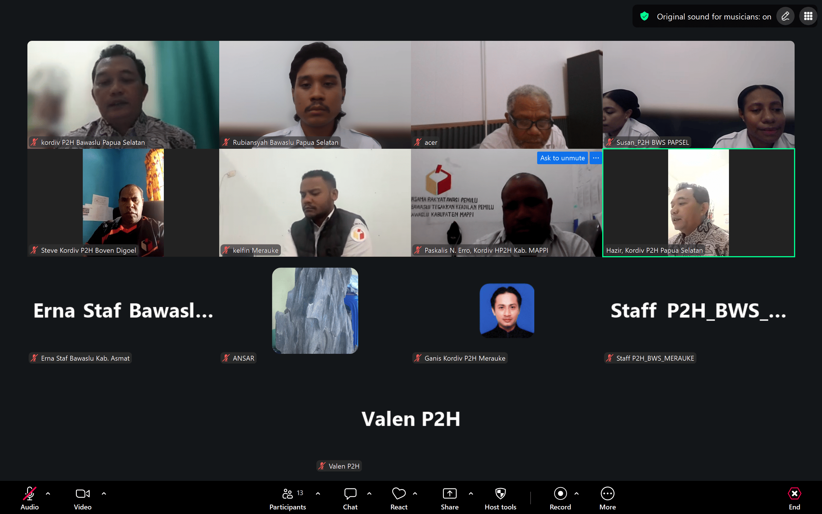 Rapat Progres Rekrutmen P2P Bersama Bawaslu Kabupaten se-Papua Selatan