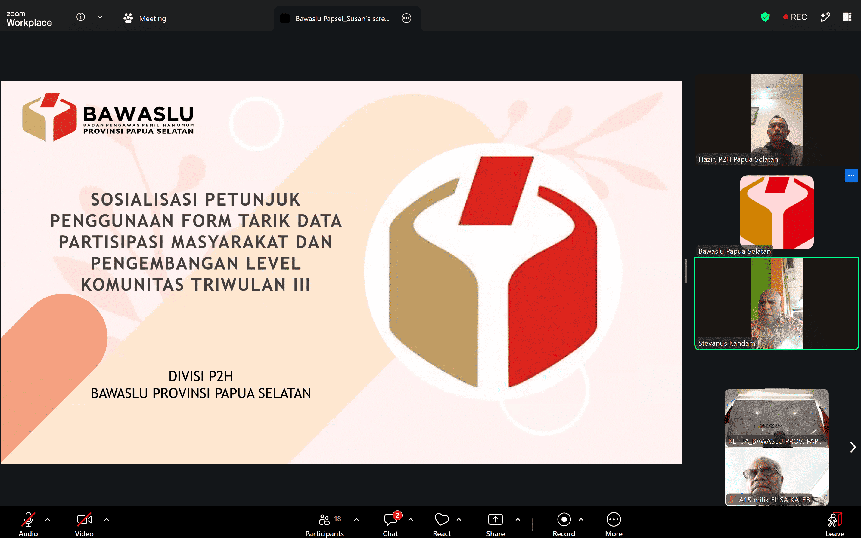 Empat Indikator Jadi Tolok Ukur Capaian Pengawasan Partisipatif, Bawaslu Papua Selatan Gelar Sosialisasi Daring